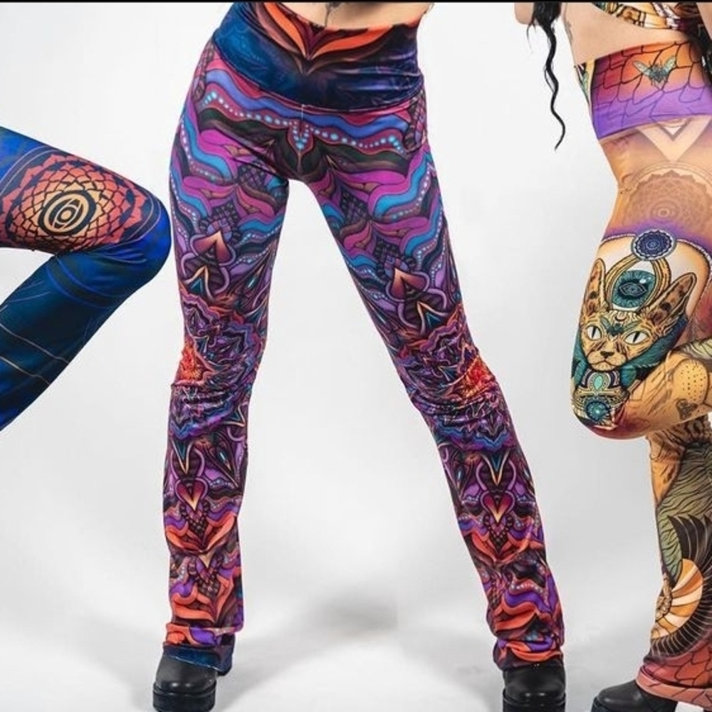 Liquid Dreams Art Blue Boot Cut Flare Pants Psychedelic